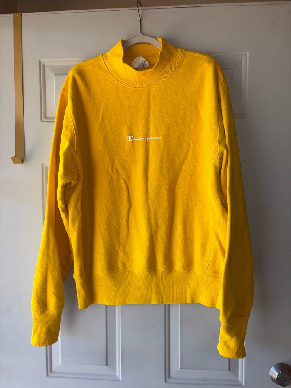 Champion vintage yellow reverse weave mock neck pullover sweatshirt size M
